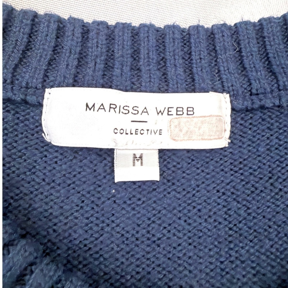 Marissa Webb Collective Button Detail Crewneck Sweater Blue Knit Pullover M - Picture 3 of 11